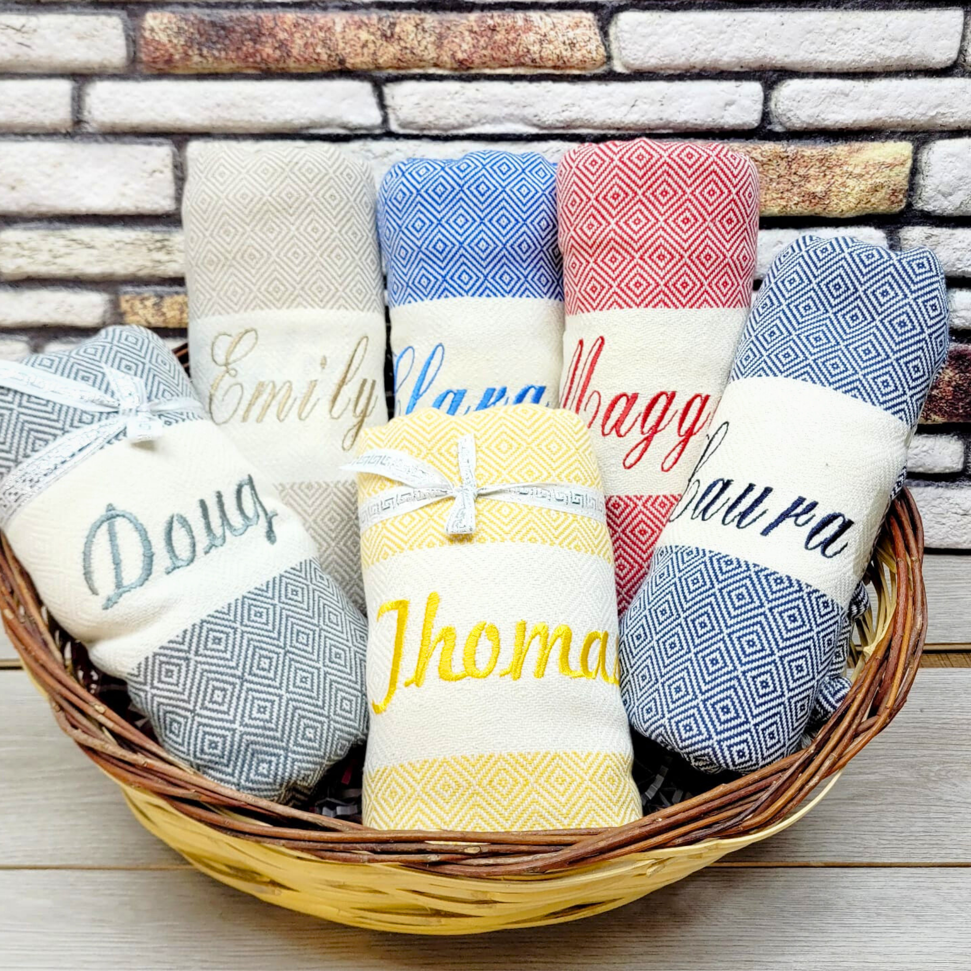 Custom Name Turkish Towels – Personalized Gift for Her, Bridesmaid or Bachelorette Party Favor
