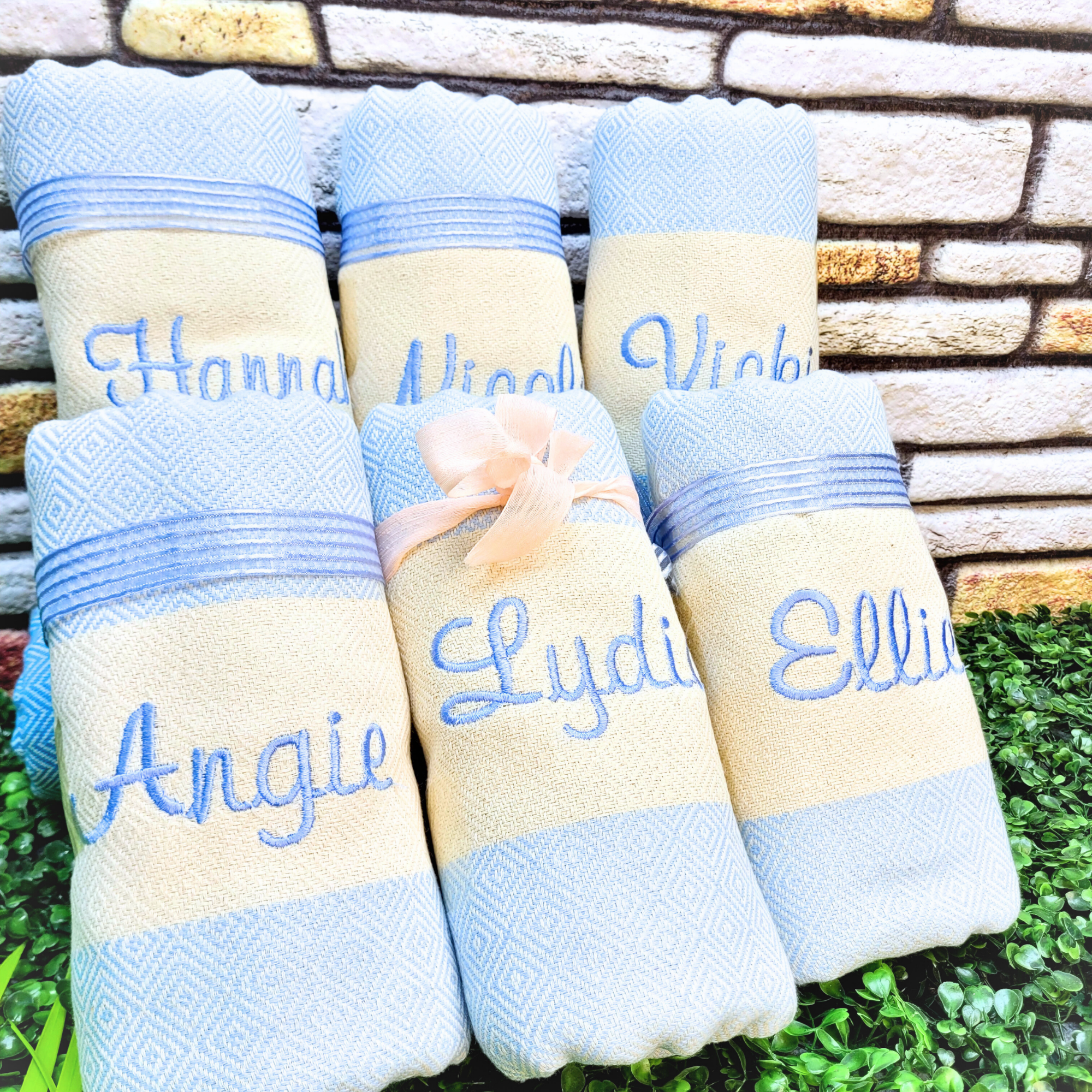 Custom Name Turkish Towels – Personalized Gift for Her, Bridesmaid or Bachelorette Party Favor