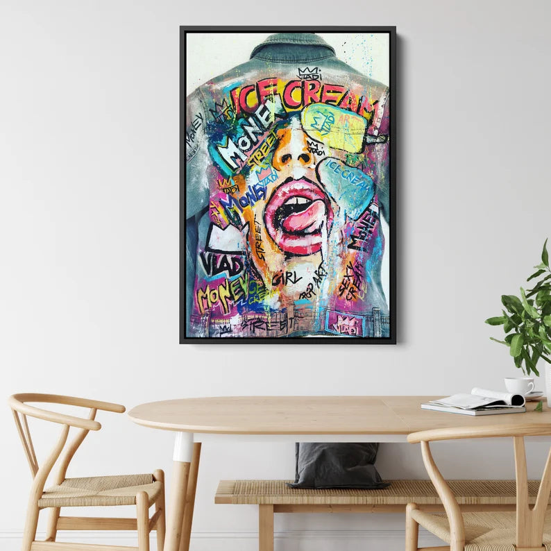 Keith Haring Style Pop Art Canvas | Red & Black Modern Abstract Dancers Print