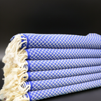 Royal Blue Honeycomb Turkish Towel – Personalized Embroidered Gift, Bridesmaid Spa Favor, Custom Cotton Bath & Beach Towel, Handmade Gift for Her