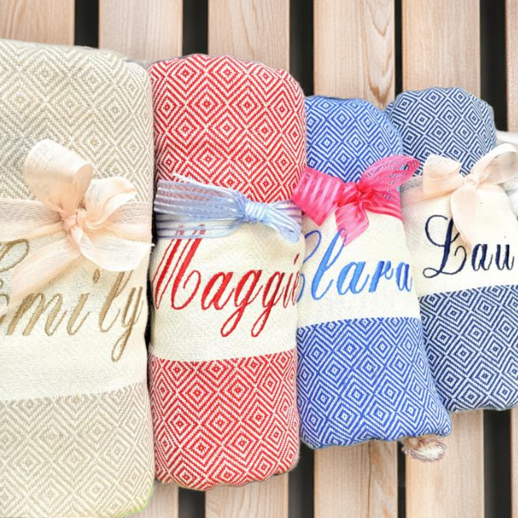 Personalized Turkish Towel – Bridesmaid Gift, Christmas Gift, Bachelorette Party Favor, Custom Name Spa Towel