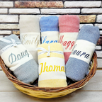 Custom Name Turkish Towels – Personalized Gift for Her, Bridesmaid or Bachelorette Party Favor