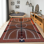 Basketball Court Area Rug | NBA Theme Sports Fan Floor Mat | Hardwood Design Carpet