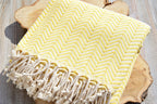 Yellow Turkish Towel – Handmade Cotton Chevron Towel, Lightweight Bath & Spa Towel, Personalized Gift for Her, Bridesmaid or Summer Home Decor