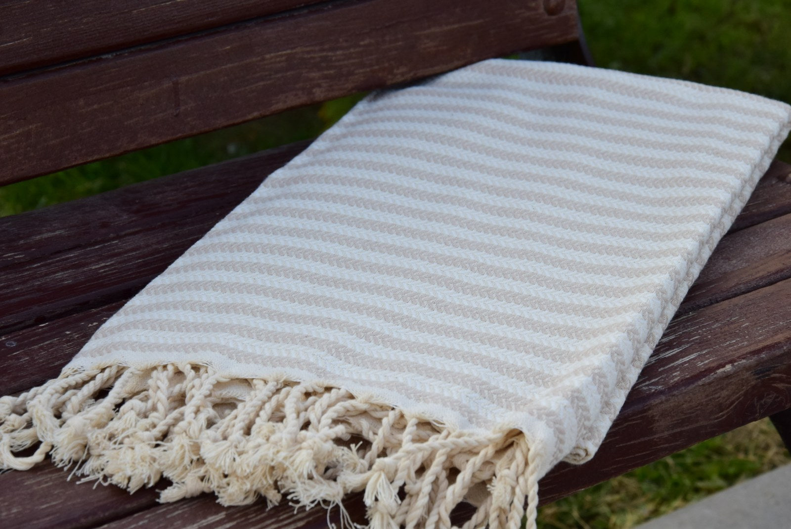 Beige Turkish Towel – Natural Cotton Hammam Towel, Soft Spa & Bath Towel, Personalized Gift for Her, Bridesmaid or Minimalist Home Decor