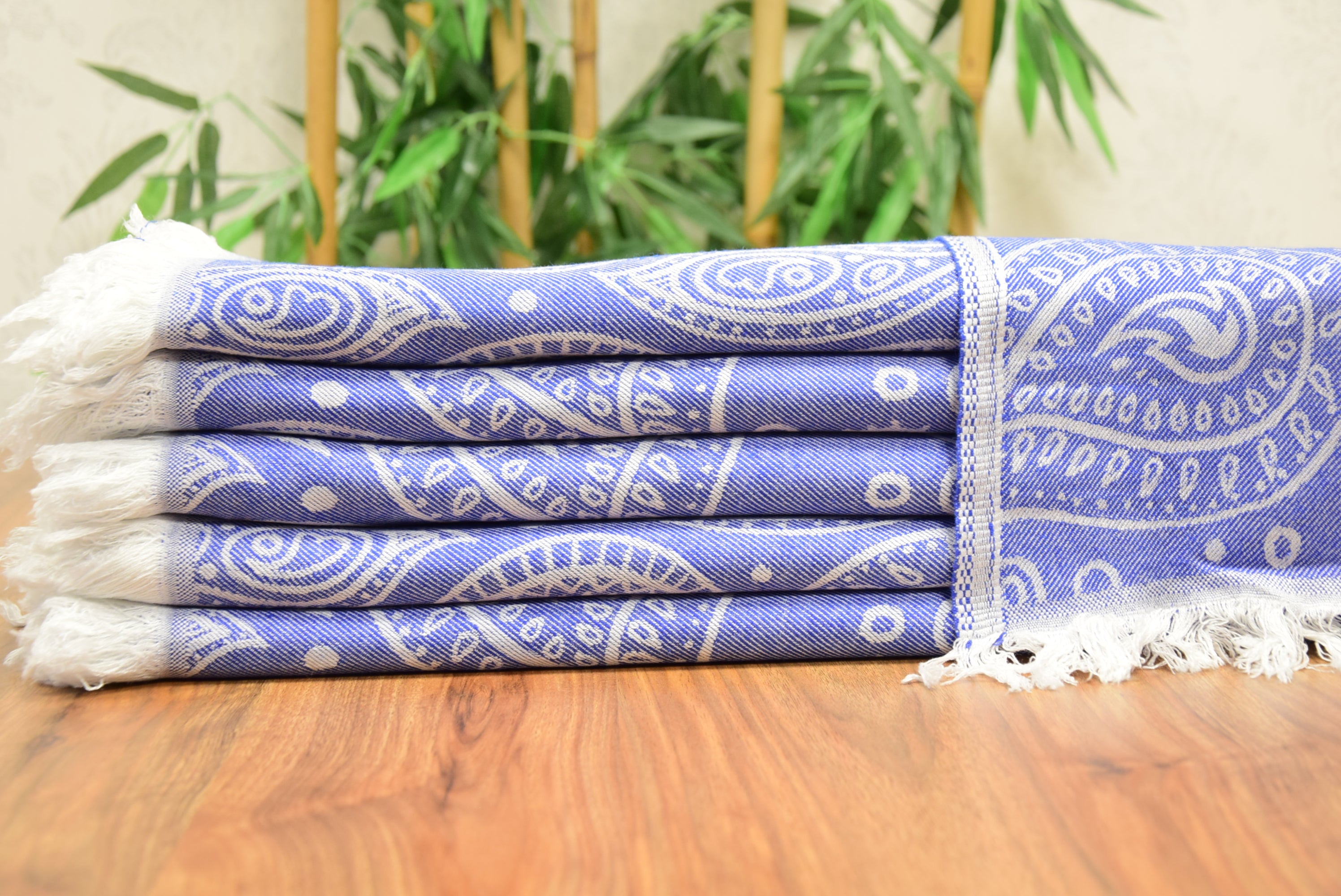 Blue Paisley Turkish Towel – Soft Cotton Peshtemal, Lightweight Spa & Travel Towel, Personalized Gift for Her”