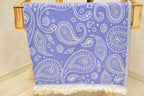 Blue Paisley Turkish Towel – Soft Cotton Peshtemal, Lightweight Spa & Travel Towel, Personalized Gift for Her”