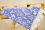 Blue Paisley Turkish Towel – Soft Cotton Peshtemal, Lightweight Spa & Travel Towel, Personalized Gift for Her”
