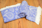 Blue Paisley Turkish Towel – Soft Cotton Peshtemal, Lightweight Spa & Travel Towel, Personalized Gift for Her”
