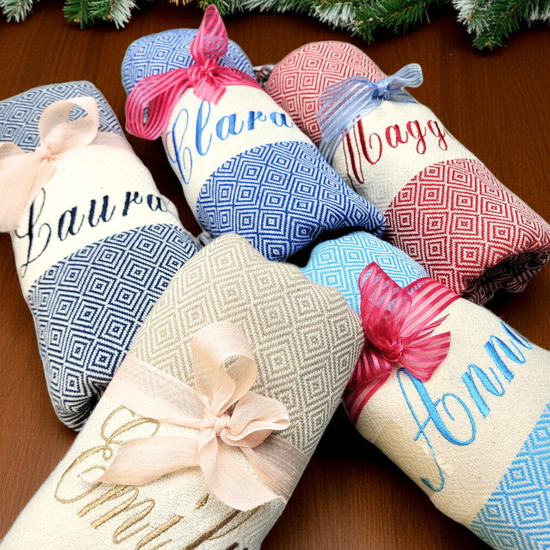 Custom Name Turkish Towels – Personalized Gift for Her, Bridesmaid or Bachelorette Party Favor