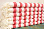 Red Striped Turkish Towel – Handmade Cotton Bath & Beach Towel, Personalized Gift for Her, Spa or Bridesmaid Gift, Christmas Home Decor