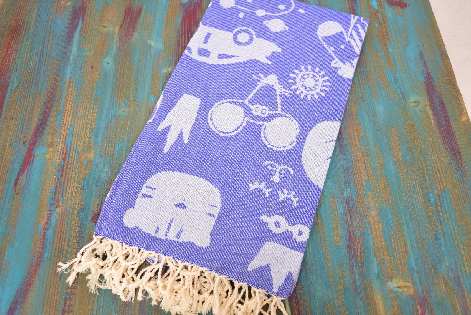 Blue Patterned Turkish Towel – Personalized Embroidered Gift for Her, Custom Cotton Bath & Spa Towel, Unique Bridesmaid or Home Gift