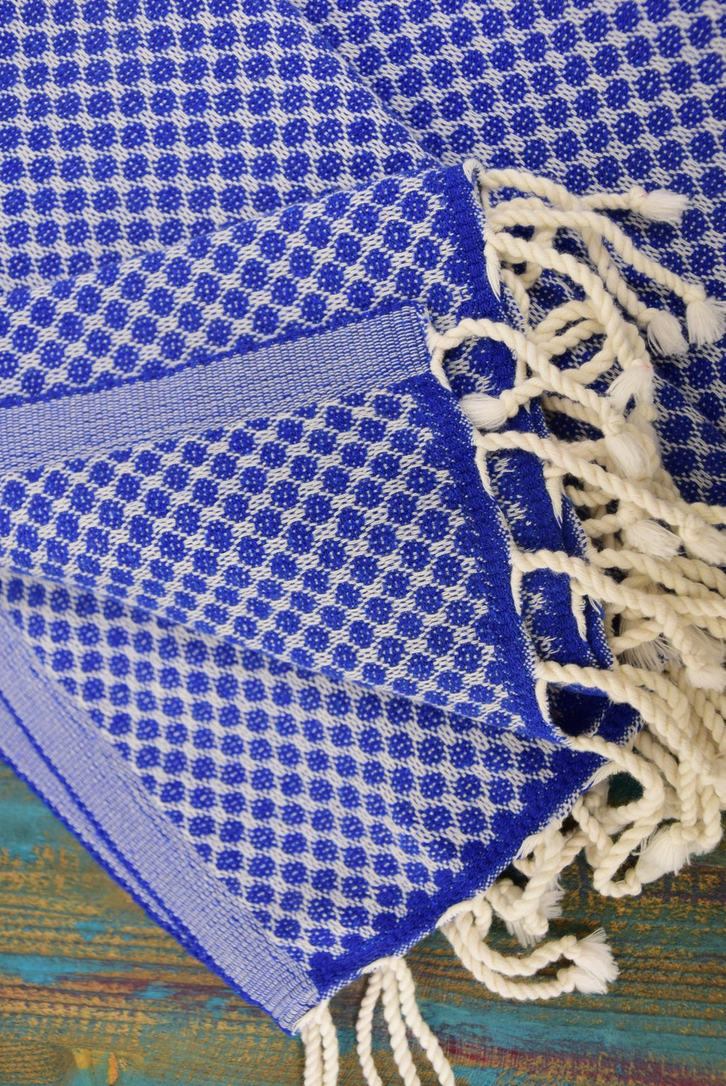 Royal Blue Honeycomb Turkish Towel – Personalized Embroidered Gift, Bridesmaid Spa Favor, Custom Cotton Bath & Beach Towel, Handmade Gift for Her