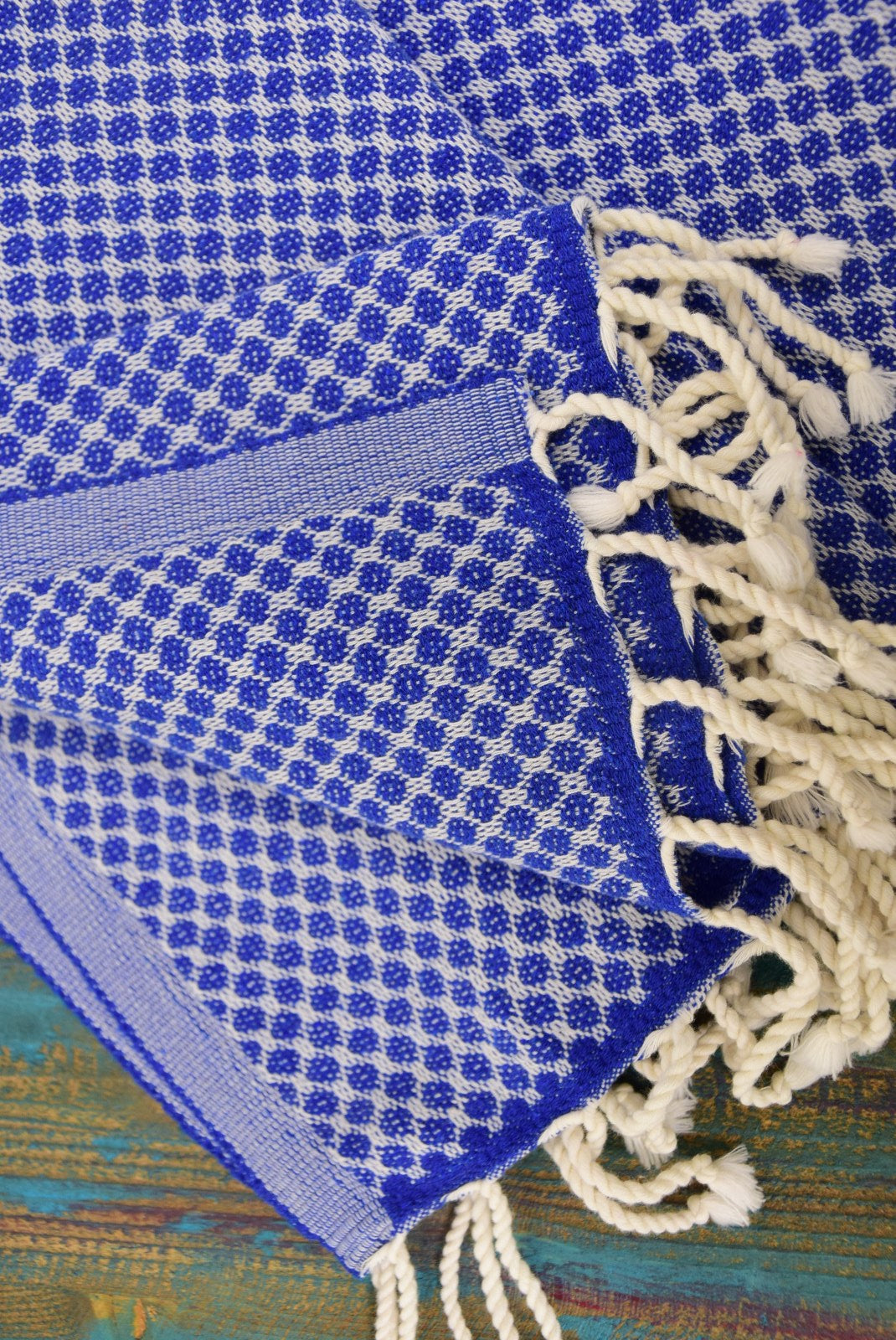 Royal Blue Honeycomb Turkish Towel – Personalized Embroidered Gift, Bridesmaid Spa Favor, Custom Cotton Bath & Beach Towel, Handmade Gift for Her