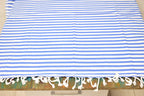 Classic Blue Striped Turkish Towel – Personalized Embroidered Gift for Her, Bridesmaid or Bachelorette Party Favor, Handmade Cotton Bath & Spa Towel