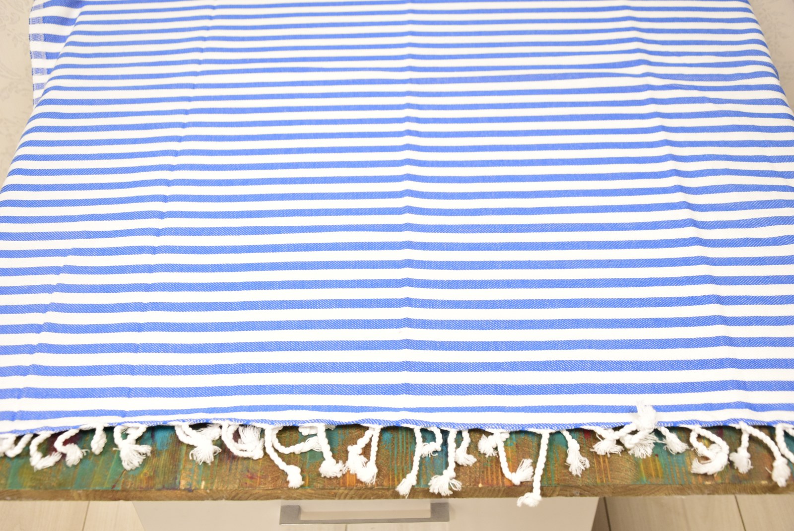 Classic Blue Striped Turkish Towel – Personalized Embroidered Gift for Her, Bridesmaid or Bachelorette Party Favor, Handmade Cotton Bath & Spa Towel