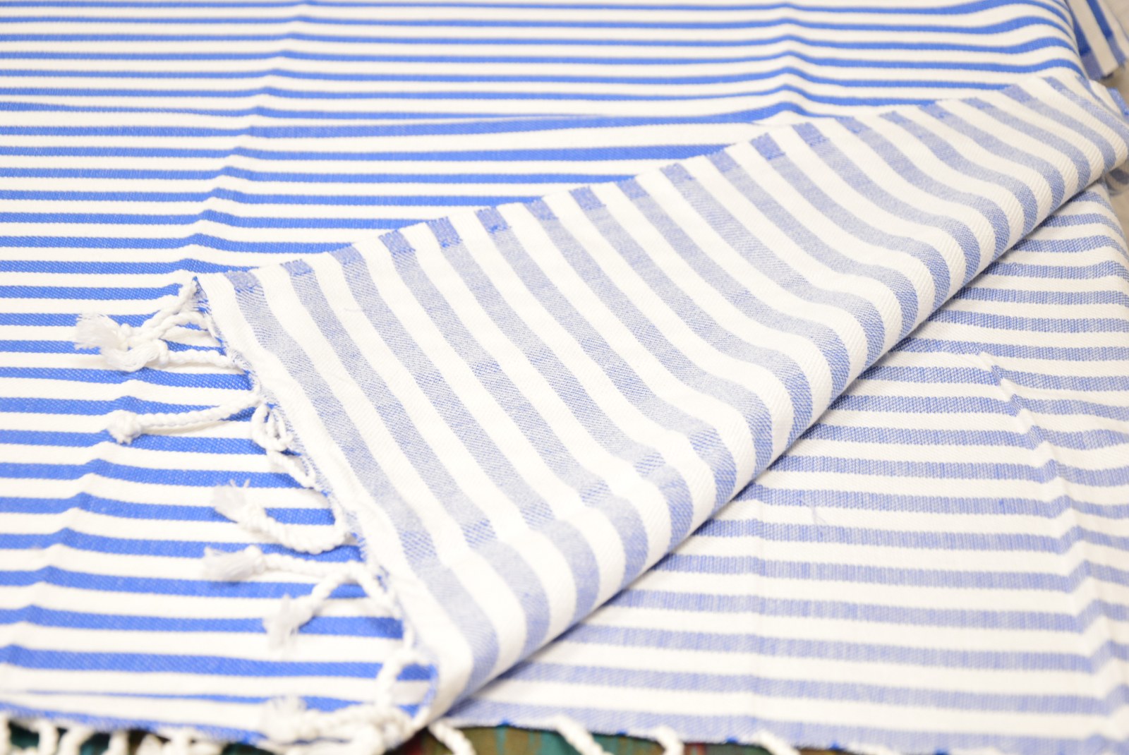 Classic Blue Striped Turkish Towel – Personalized Embroidered Gift for Her, Bridesmaid or Bachelorette Party Favor, Handmade Cotton Bath & Spa Towel