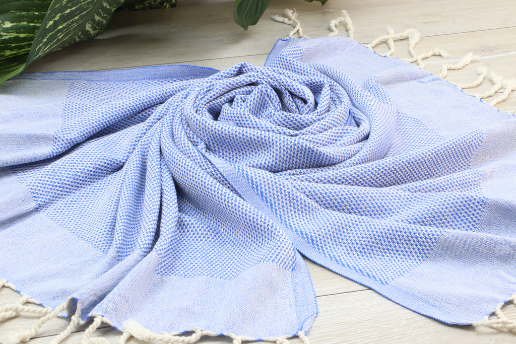 Personalized Blue Turkish Towel – Lightweight Cotton Peshtemal, Personalized Gift, Bridesmaid or Spa Towel