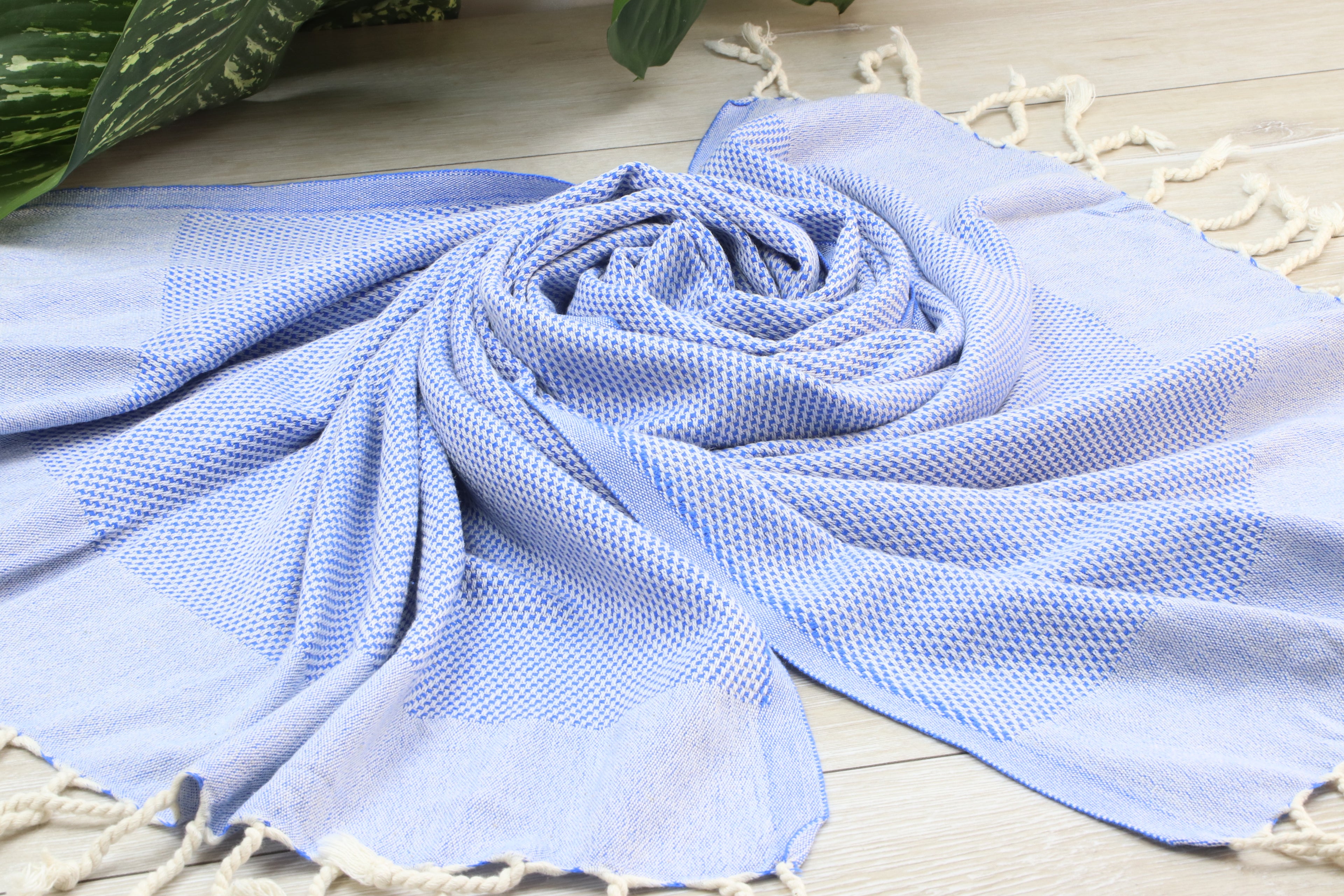 Personalized Blue Turkish Towel – Lightweight Cotton Peshtemal, Personalized Gift, Bridesmaid or Spa Towel