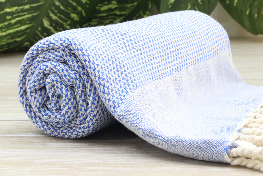 Personalized Blue Turkish Towel – Lightweight Cotton Peshtemal, Personalized Gift, Bridesmaid or Spa Towel