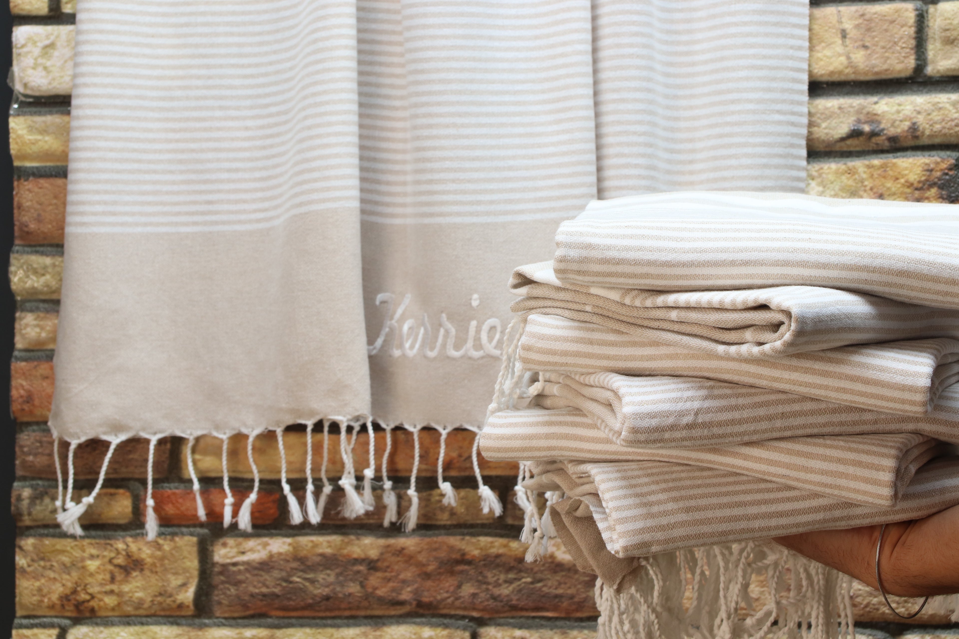 Personalized Turkish Towel – Custom Name Embroidered Peshtemal