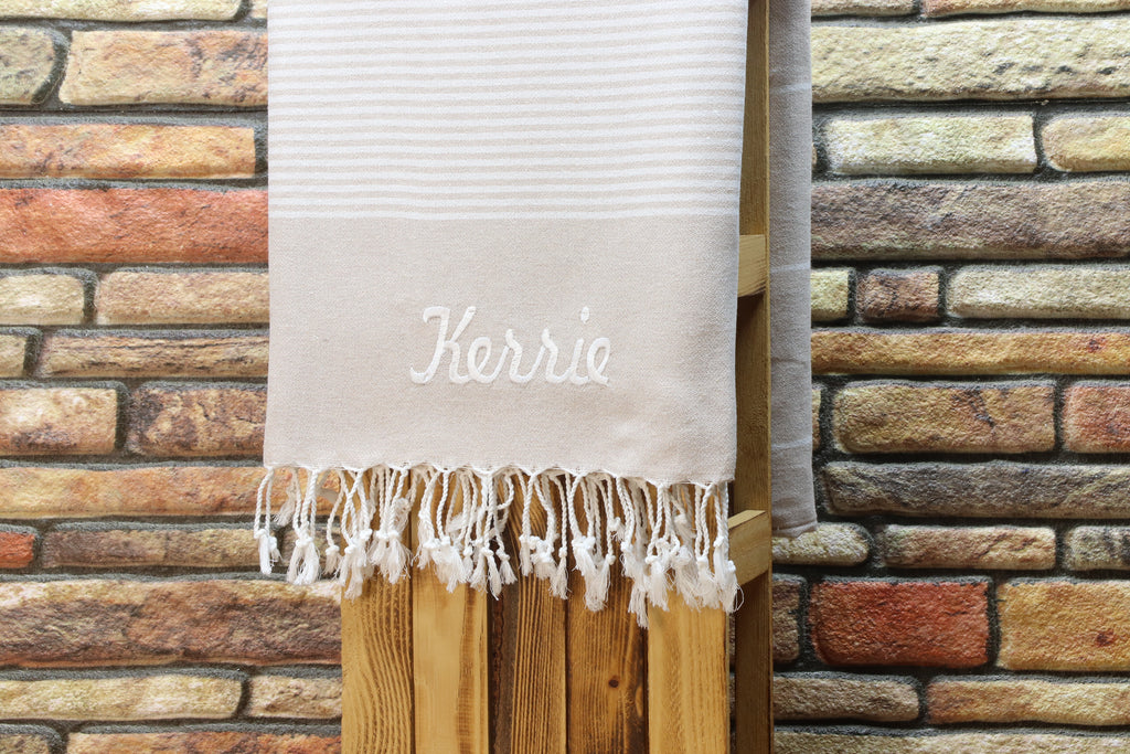 Personalized Turkish Towel – Custom Name Embroidered Peshtemal