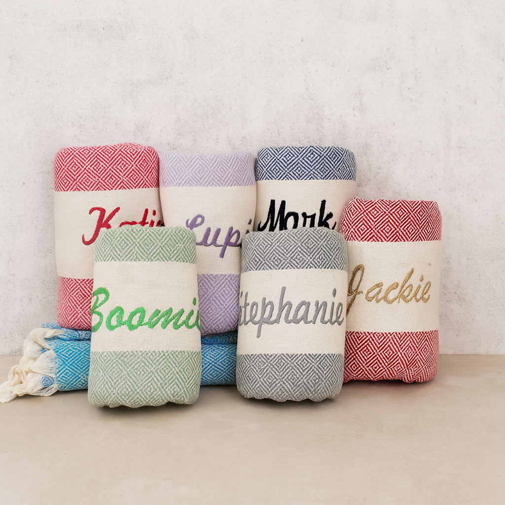 Custom Name Turkish Towels – Personalized Gift for Her, Bridesmaid or Bachelorette Party Favor