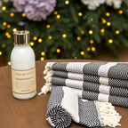 Black & White Turkish Towel – Handmade Cotton Towel with Boho Chevron Design, Personalized Gift for Her, Bridesmaid or Home Spa Towel